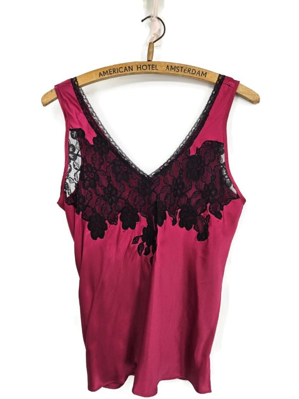 VTG New Victoria's Secret Silk Camisole Tank Top Womens L Hot Pink Red Black